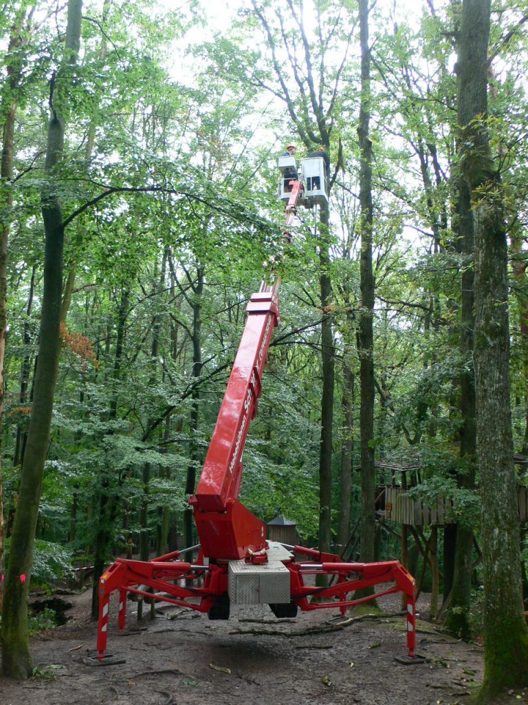 Arbeitsbühne im Wald